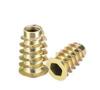 Tuerca para muebles con cabeza hexagonal, Tuercas de inserción roscadas M4 M5 M6, conector hexagonal, cabeza plana, muebles, tono bronce, paquete 20, 30, 50 Uds(30pcs,M6x8mm)