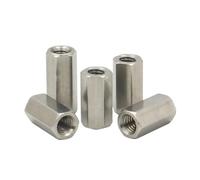 Tuerca para varilla larga, Tuerca de acoplamiento hexagonal de acero inoxidable 304 Nutsert M2-M12 6 mm-50 mm, piezas surtidas(L 25mm,M6 (2pcs))