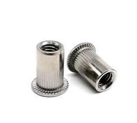 Tuerca remachable de acero inoxidable A4-80 de grado marino 316, M3, M4, M5, M6, M8, M10, M12, cabeza plana, cabeza avellanada pequeña, insertada(Flat head,40pcs M6)