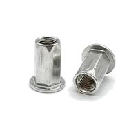 Tuerca remachable de aluminio con inserto roscado, remachadora, remachadora ciega, M3, M4, M5, M6, M8, M10, M12, tuerca plegable de tapa redonda, remachable, tuercas(Hex Type,M4-11 (50Pcs))