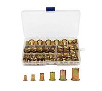 Tuerca remachable de cabeza plana, Juego De Tuercas Remache Cabeza Plana Chapadas En Zinc Acero Al Carbono, Varios Tamaños, Paquete 150 Unidades