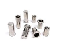 Tuerca remachable hexagonal de cabeza plana, avellanada pequeña, de acero inoxidable 304 A2-70, con inserto de tuerca remachable, M3, M4, M5, M6, M8, M10, M12(Type E,40pcs M4)