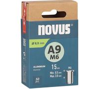 Tuerca remachada ciega Novus tipo A9M6 aluminio 9 x 15,0 mm VPE: 50 piezas
