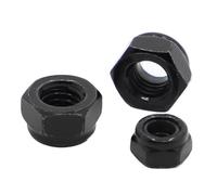 Tuercas Autoblocantes Hexagonales Tuercas hexagonales autoblocantes de nailon y acero al carbono negro, tuerca bloqueo deslizante DIN985 M2 .5 M3 M4 M5 M6 M8 M10 M12 M16(M4 50pcs)