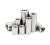 Tuercas de acoplamiento redondas alargadas de acero inoxidable 304, rosca interna, manguito de unión cilíndrica, tuercas tubulares, M3, M4, M5, M6, M8, 10 unidades(M5 x 8 x 6 (10pcs))