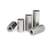 Tuercas de acoplamiento redondas, Tuerca de acoplamiento hexagonal cilíndrica acero inoxidable 304, rosca izquierda, paquete 6 M6-M16x20-30mm