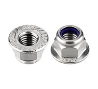 Tuercas de brida DIN 6926 - M4 - Autobloqueantes con dentado de bloqueo - Acero inoxidable A2 (V2A) - Abrazadera de poliamida - VHF - 50 unidades