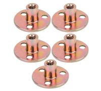 Tuercas de Brida M6, Hierro Galvanizado, Base Redonda 3 Orificios, Superficie Lisa, para Fijación de Muebles, 5 Piezas