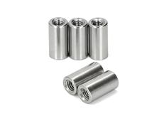 Tuercas de conector redondas, tuerca de acoplamiento redonda larga de acero inoxidable 304 en tono plateado para varilla roscada, 5 piezas 5pcs M5*12 * 12