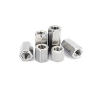 Tuercas de conexión redondas, Tuercas de acoplamiento hexagonales DIN6334 acero inoxidable 304 (paquete 86, M3 a M12)(5pcs M6x10x20mm)