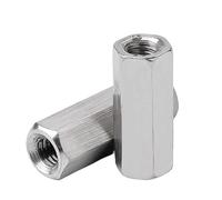 Tuercas de conexión redondas, Tuercas hexagonales de acoplamiento acero inoxidable A2 M3-M10, longitud columna 5-60 mm(M3 x 6 x 6 (10pcs))