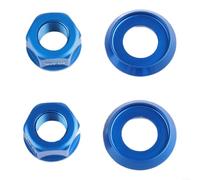 Tuercas de cubo de bicicleta, 4 tornillos de eje trasero de aleación de aluminio M10 7075 con juntas, acabado pulido suave mecanizado CNC para bicicletas plegables y fijas (4 piezas azules)