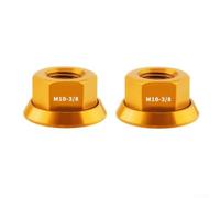Tuercas de cubo M10 x 3/8 en aleación de aluminio 7075, 2 piezas para bicicletas plegables y bicicletas de engranaje fijo que soportan soluciones de montaje fiables de cubo de rueda (dorado)
