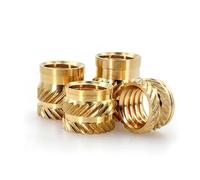 Tuercas de inserción de calor de latón, moleteadas dobles, roscadas de cobre termofusible, 50/100 unidades, M1.6, M2, M2.5, M3, M4, M5, M6, M8, M10(M3(OD4) 50Pcs,Length 4mm)