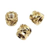 Tuercas de inserción de cobre macizo de latón macizo M1.6 M2.5 M3 M4 for moldeo por inyección de calor de fusión en caliente, rosca moleteada de doble sarga, 50/100 unidades(M4xL4xOD5 50PCs)