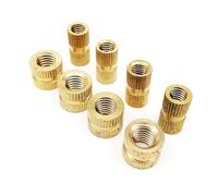 Tuercas de inserción de latón, 25 piezas latón cobre rosca métrica moleteado inserto integrado Nutsert oro M1.6-M5(M3(OD4.2MM)-5MM)