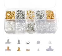 Tuercas de Pendientes 450 Pcs 10 Estilos Metal Goma Plástico Cierres de Pendientes Forma de Bala Estilo de Mariposa Para Hacer Pendientes DIY