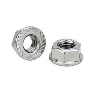 tuercas de seguridad, 50/20/ 10/5 uds M3 M4 M5 M6 M8 M10 M12 cabeza hexagonal de acero inoxidable bloqueo giratorio dentado DIN6923(M10 (10pcs))