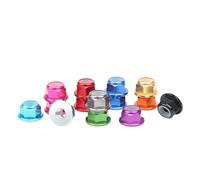 Tuercas de seguridad de nailon con brida de aleación de aluminio colorida anodizada, autoblocantes for tornillos, contratuerca hexagonal Nylock(Royal blue,M6(4pcs))