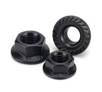 tuercas de seguridad, DIN6923 M3 M4 M5 M6 M8 M10 M12 M14 M16M20 negro 304 tuerca de bloqueo hexagonal acero inoxidable dentada Spinlock(Black 304 Stainless,M8 (10pcs))