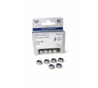Tuercas de seguridad hexagonales con pieza de sujeción de poliamida, forma baja, DIN 985, V4A, M5, SW8, 6 unidades, resistente al agua marítima