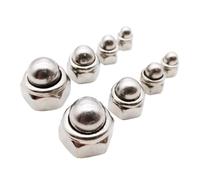 Tuercas de seguridad hexagonales de acero inoxidable con tapas de nailon metálico M4-M12-5 piezas de sujetadores de cabeza de cúpula de bellota(Metal Cap,5pcs M6)