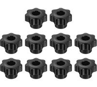 Tuercas de sujeción en estrella 10 Uds. Perillas de estrella de 7 puntos con rosca de M4-M6 negra, cabezal de plástico, inserto de latón, orificio pasante, 25mm(M4)