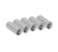 Tuercas de tubo de conector de acoplamiento redondo, barra de varilla de manga roscada de acero inoxidable 304, tono plateado, 5 uds. 5pcs M6*8 * 10