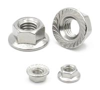 Tuercas Hexagonales 10pcs 304 Stainless Steel M3 M4 M5 M6 M8 M10 M12 M14 M16 M20 Hexagon Flange Nut Slip Locking Lock Nut(M4 (10pcs))