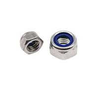 Tuercas Hexagonales 2/5/10 Uds 304 hexagonal de acero inoxidable inserto de nailon tuerca de bloqueo automático Nylock contratuerca rosca fina M5 M6 M8 M10 M12 M14 M16 DIN985(10pcs M5 pitch 0.5)