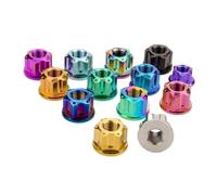 Tuercas hexagonales con brida de M5-M20 for motocicleta, bicicleta, tuerca de eje trasero con sujeción de titanio(B Ice blue,M6 P1.0)