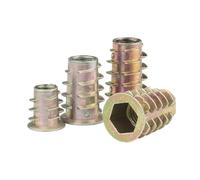 Tuercas hexagonales con brida for muebles, rosca de aleación de zinc M4, M5, M6, M8 y M10 for inserción de madera, 10 unidades(M5x10mm x10pcs)