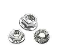 Tuercas hexagonales con reborde, El acero inoxidable 316 serró los tamaños múltiples M3-M14 de las tuercas del reborde hex(M4 20pcs)