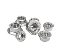 Tuercas hexagonales con reborde, Tuerca con brida hexagonal UNC 1/4-20 5/16-18 3/8-16 1/2-13 Bloqueo dentado de acero inoxidable 304(1I2-13,10Pcs)