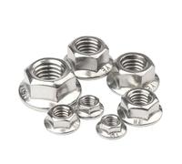 Tuercas hexagonales con reborde, Tuercas con brida hexagonal Plata M3-M20 Paquete Spinlock dentado de acero inoxidable 304(M5 X 50pcs)