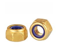 Tuercas hexagonales Tuercas autoblocantes de latón Inserto de nailon Bloqueo Hexágono Contratuerca Nylock(M6 (5Pcs))