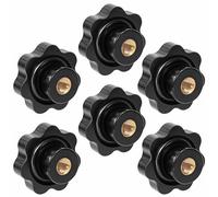 Tuercas Mango Estrella M10, 6 Piezas Tornillo Agarre Perilla Plástico 50 mm, Roscada Interior Latón Tuercas Manillar para Máquina Herramienta Muebles (Negro)