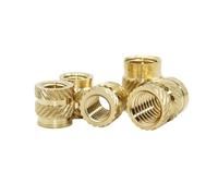 Tuercas moleteadas de inserción roscada M1 M1.4 M1.6 M1.7 M2 M2.5 M3 M4 M5 M6 M8 Moldeo por calor de latón Inyección de sarga doble(Length 10mm,M4 (OD 6mm)50pcs)