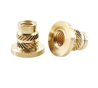 Tuercas moleteadas de inserción roscada M2-M8 tuerca con reborde termofusible de latón rosca métrica moldeo por calor tuerca de cobre tipo T integrada(M3xL3.5xOD4.6)