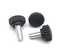 Tuercas moleteadas, perilla de sujeción, 5 piezas M3 M4 M5 M6 M8, tornillo de mariposa con mango de plástico redondo de nailon moleteado, tornillo de mano de baquelita negra.(M6 5pcs,Length 16mm)