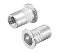 Tuercas remachables de aleación aluminio, n.° 6-32. 8-32. 10-32. 10-24, 1/4-20, cabeza plana moleteada, roscada, inserto tuerca, tapa remachable, 25-100 unidades(Size 1,100Pcs)