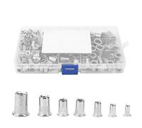Tuercas remachables roscadas de cabeza plana, 160 piezas Tuerca de remache cabeza plana M3-M10 Acero inoxidable 304 con caja almacenamiento transparente