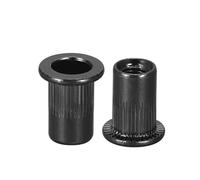 Tuercas remachables roscadas de cabeza plana, Tuerca de remache cabeza plana 10 piezas Acero al carbono Negro Moleteado M3-M12(M4)