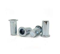 Tuercas remachables roscadas de cabeza plana, Tuerca de remache cabeza plana ciega hexagonal acero al carbono M4-M10 cinc blanco plateado(M6 23 (10pcs))