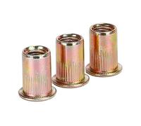 Tuercas remachables roscadas de cabeza plana, Tuerca remachadora de cabeza plana Acero al carbono galvanizado Multicolor Múltiples tamaños 100 piezas(M12)