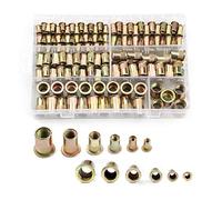 Tuercas remachables roscadas de cabeza plana, Tuerca Remache Cabeza Plana Acero Carbono Zincado M3-M12 100/165/210 uds(165pcs M3 M12 Rivet)