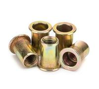 Tuercas remachables roscadas de cabeza plana, Tuerca Remache de Cabeza Plana Acero al Carbono Zincado Oro M3-M12 Paquete 5(M6)