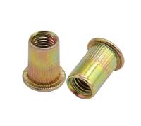 Tuercas remachables, Tuerca de remache cabeza plana, inserto roscado galvanizado acero al carbono, M3-M12, paquete 20 o 50