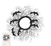 Türkranz Für Halloween Dekoration - Künstlicher Zweigkranz Mit Fledermäusen | Schaurige Halloween Deko Für Fensterrahmen Wohnzimmerwand Garten, Dekorativer Türkranz Als Party Requisite, Gruselige Wand