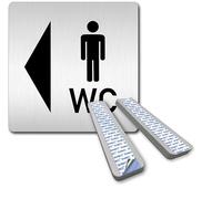 Türschilder24 Cartel XXL para puerta • 125 x 125 mm • Para hombre y mujer - Señor Señora WC Flecha Señal de Dirección Izquierda Derecha • Material completo de aluminio de 1,5 mm • 100% fabricado en
